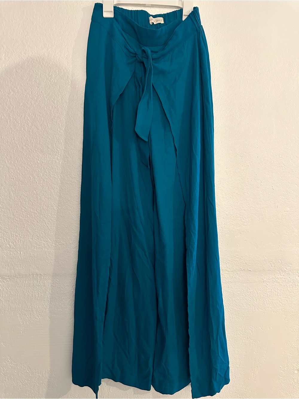 Wide Leg Tie-Front Pants in Teal